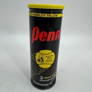 Vintage‎ Penn High Visibility Yellow Tennis Balls Metal Can Sealed Unopened